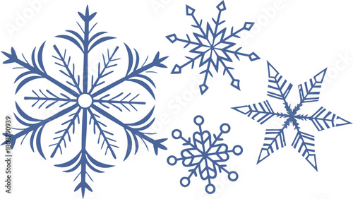 Blue Winter Snowflake Collection: Decorative Holiday and Seasonal Elements