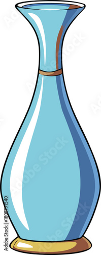 Elegant light blue glass vase with a golden rim and base