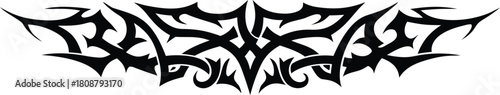 Black and white abstract gothic tribal design element