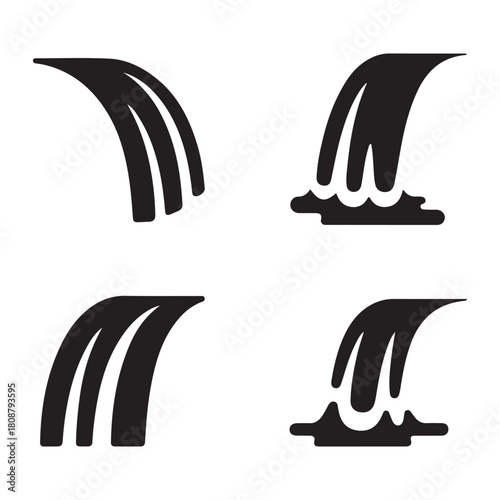 Forest waterfall nature river cliff landscape silhouette vector scene