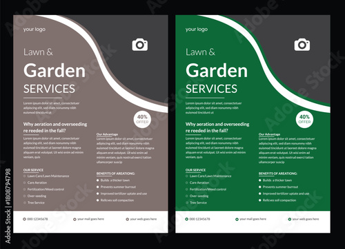 social media flyer template enhances your garden services' online presence. It is perfect for promoting landscaping lawn care flyer design template. landscaping and gardening lawn care service flyer, 