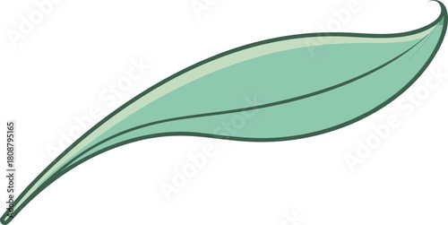 Simple illustration of a single green leaf with a dark outline
