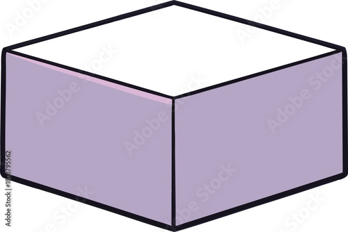 Simple isometric illustration of a purple and white cube
