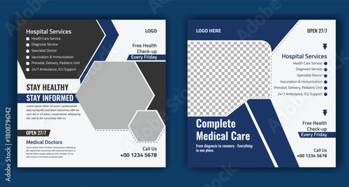 Healthcare Awareness Campaign post banner Design and Professional Healthcare Treatment Poster vector