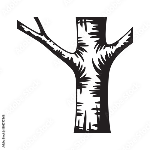 Stylized tree trunk with branches graphic vector