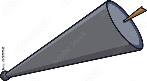 Simple cartoon megaphone with wooden handle on white background