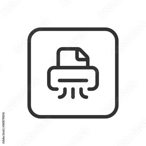 Office, Work Shredder line icon – paper shredder outline vector for document destruction, secure disposal, office confidentiality UI