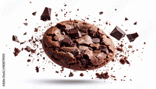 Delicious Close-up of Chocolate Chunk Cookie with Exploding Chocolate Chunks