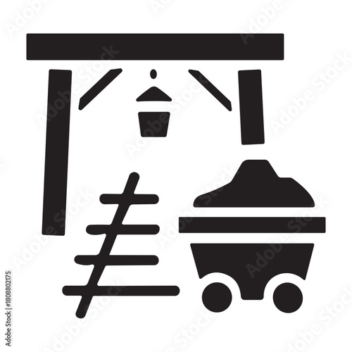 Mine Cart Lift icon or logo isolated sign symbol vector illustration - high quality black style vector icons