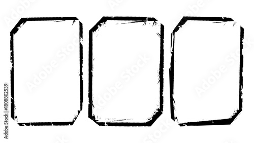 Set of Old Black Empty Aged Vintage Retro Damaged Paper Cardboard Photo Card. Blank Frame. Torn and crumpled pattern for poster. can be used to replicate the aged and worn look  for  creative design.