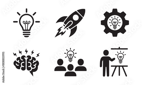 Art & IllustrationInnovation and creative thinking process icon set