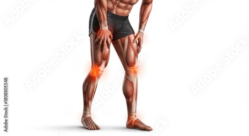 x-default Human Leg Anatomy with Highlighted Pain Points