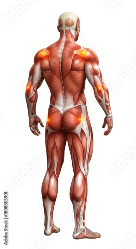 x-default Human Musculature with Highlighted Pain Points