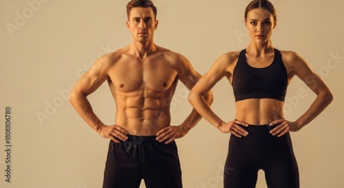 Fit and Healthy Couple Showcasing Their Toned Abs.