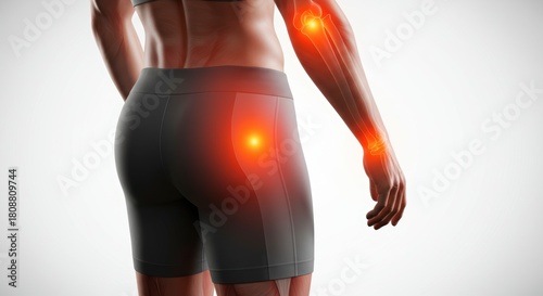 x-default Woman's Body with Pain Points Illustration