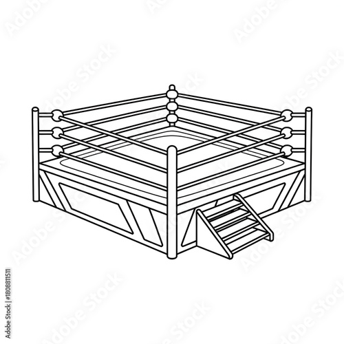 Wrestling Ring Line Art Illustration Coloring Page