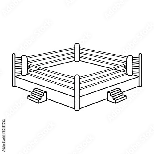 Wrestling Ring Line Art Illustration Coloring Page