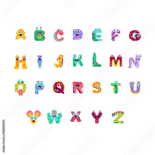 Cute Monster Alphabet Illustration