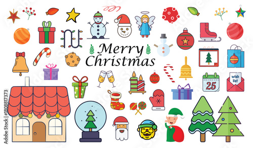 Christmas Holiday Icon Set – Festive Winter Elements & Decorations