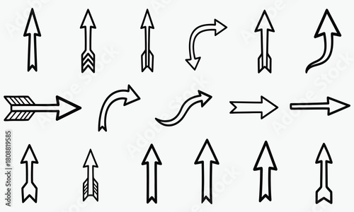 Collection of arrow icons in various directions and styles, suitable for navigation and design projects