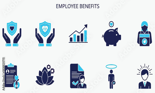 Comprehensive Employee Benefits Explained with Clear and Concise Icons for Business and Human Resources Professionals