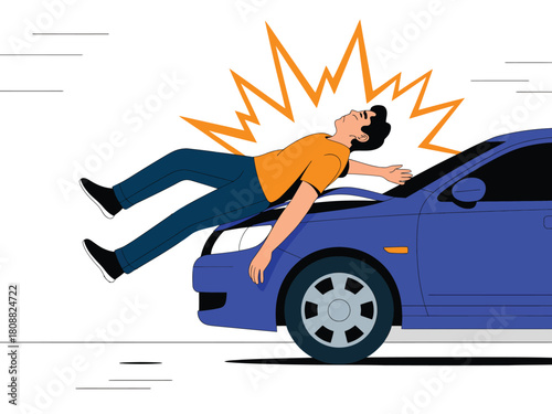 A person is hit by a car during a traffic accident.