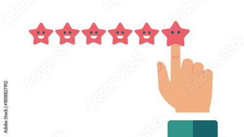 A hand is selecting the fifth star to rate something five stars.
