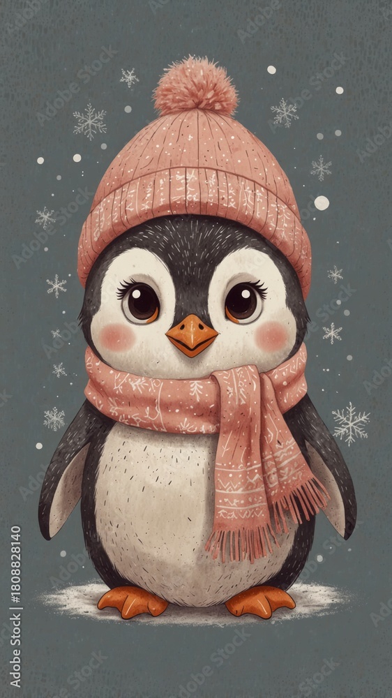 Obraz premium Christmas Penguin Illustration