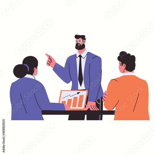 Illustration of an Business team discussing 