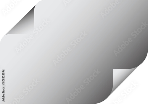 Minimalist gray paper sheet with curled edges and ample copy space
