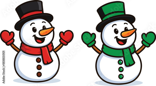 Snowman raising arms vector set design eps