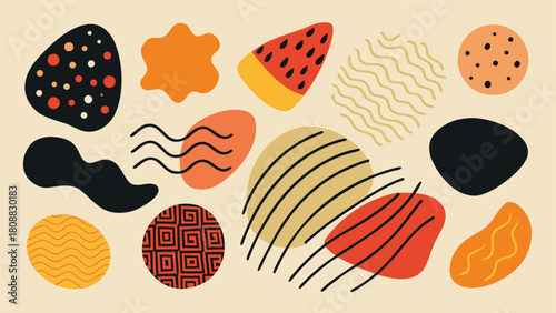 An assortment of unique shapes and patterns, showcasing diverse designs and styles..eps