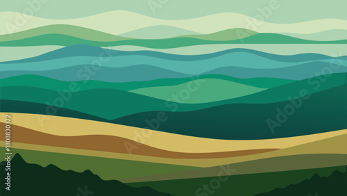 A scenic view of a green and white mountain range under a clear blue sky.eps