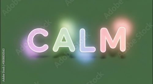 Calm Neon Glow Text Animation on Soft Green Background