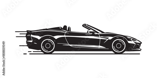 Vector Illustration of a Black Convertible Car
