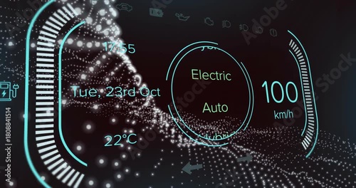 Cluster displaying acceleration on throttle to show speed rising or falling, selector cycling modes