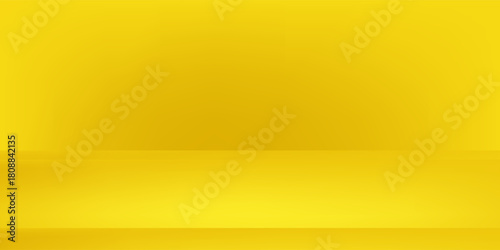 Yellow limbo background. 3d abstract studio room. Yellow gradation gradient empty wall backdrop.