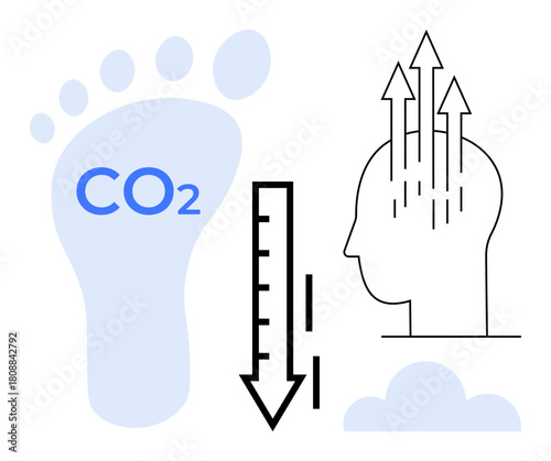 Carbon footprint concept. Carbon footprint reducing CO2 emissions and promoting sustainability. Carbon footprint eco-consciousness and positive environmental change. Sustainability, environmental