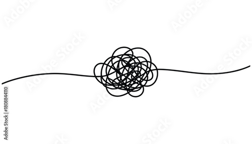 Black tangled scribble line on a clean white background representing complexity and confusion vector