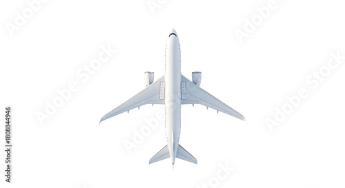 Wallpaper Mural Top down view of a white commercial airplane isolated on a white background Torontodigital.ca