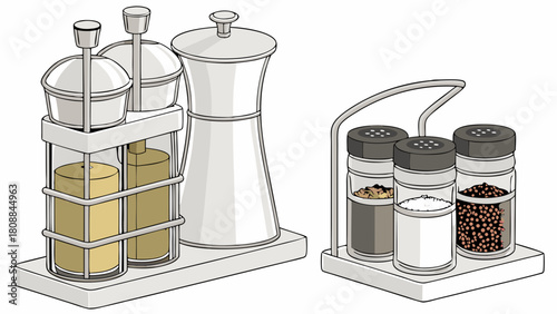 Stylish Condiment Sets with Salt Pepper Shakers Oil and Spice Grinders for Modern Kitchens Dining Tables and Restaurant Service Organized Culinary Accessories
