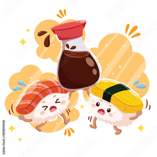 Cute sushi cartoon illustration