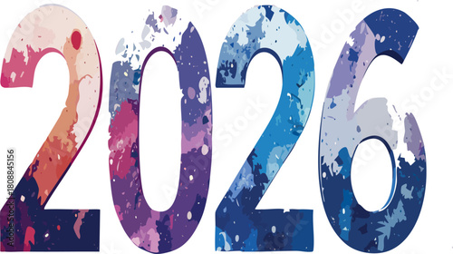 Year 2026 changing colors with paint splatter design