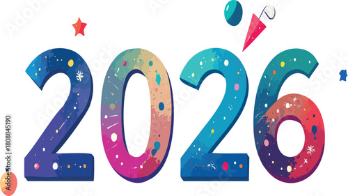 2026 new year celebration greeting watercolor illustration
