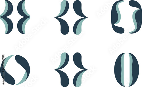 Elegant minimalist shapes in cool blues create modern abstract design