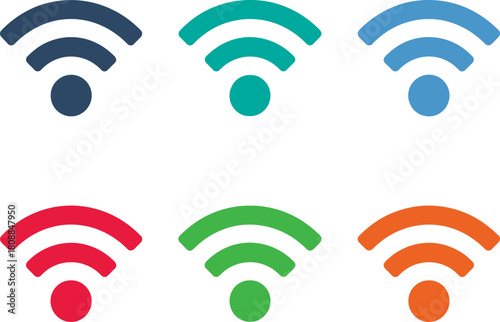 Vibrant wireless icons signal connectivity and modern technology solutions for business