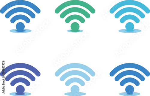 Modern wireless internet signals icons, colorful Wi-Fi symbols for tech designs