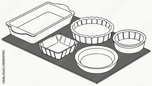 Assorted Baking Pans and Bakeware for Home Kitchen Cooking and Delicious Dessert Recipes