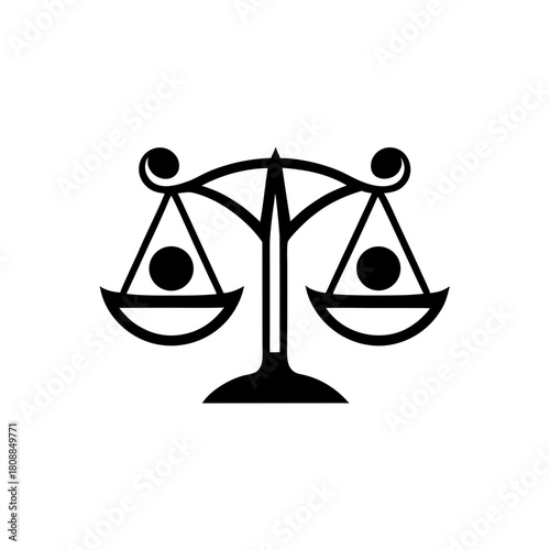 Illustration of an antique balance scale on transparent background silhouette