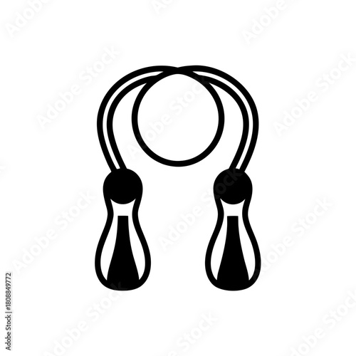 Illustration of a black skipping rope on transparent background silhouette